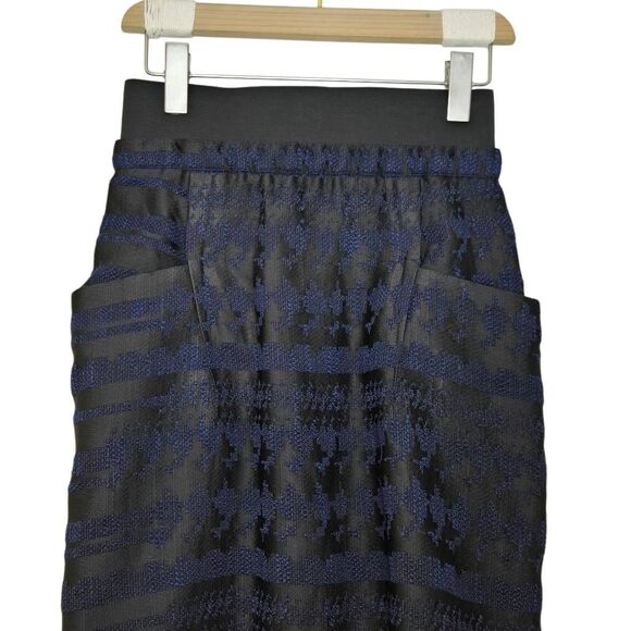 3.1 Phillip Lim Elastic Waistband Skirt Size 4 Side Pockets Black Blue - Picture 3 of 7
